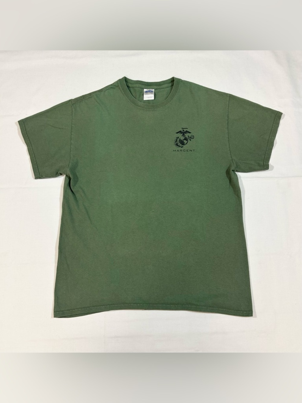 Gildan Ultra Cotton Mens Large Crewneck Tee Marine USMC MarCent Graphic T Shirt